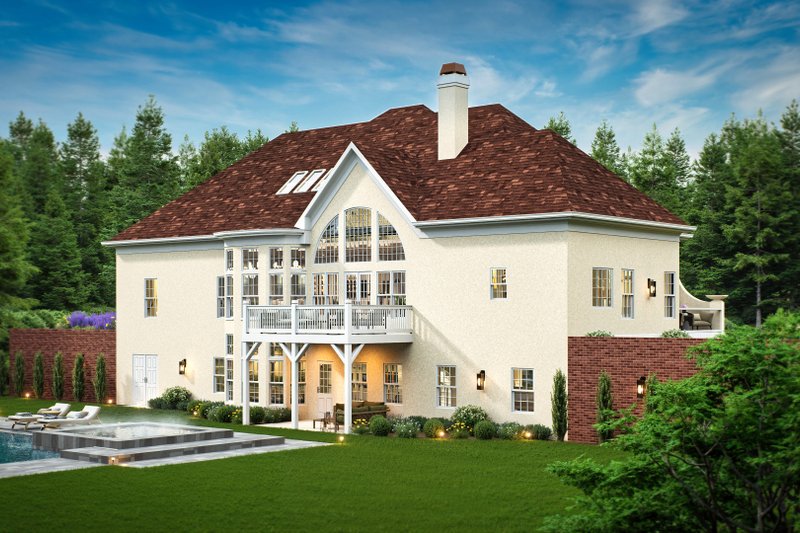 Home Plan - Exterior - Rear Elevation 2 for European House Plan #119-257 - 4 bed, 3.5 bath