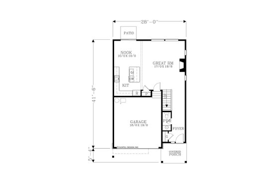 Floor Plan - Main Floor for Craftsman House Plan #53-687 - 4 bed, 2.5 bath