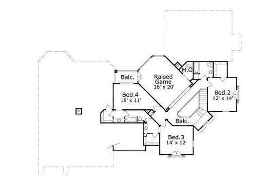 Floor Plan - Upper Floor for European House Plan #411-254 - 4 bed, 3.5 bath