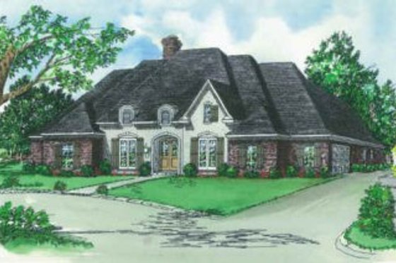 Exterior - Front Elevation for European House Plan #16-176 - 4 bed, 3 bath