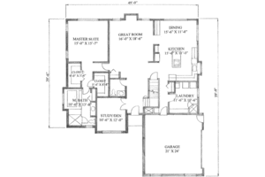 Floor Plan - Main Floor for Traditional House Plan #136-102 - 3 bed, 2.5 bath