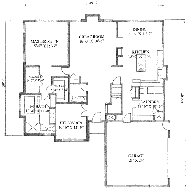 Traditional Floor Plan - Main Floor Plan #136-102
