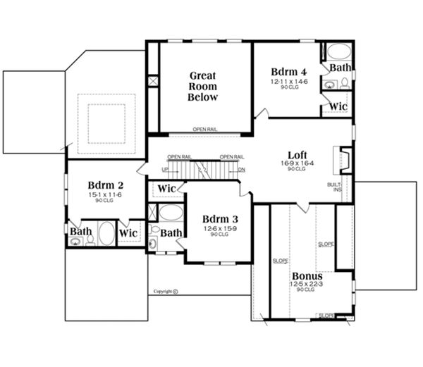 Traditional Floor Plan - Upper Floor Plan #419-274