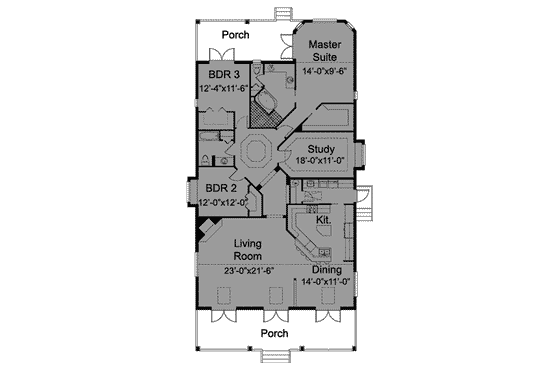 Floor Plan - Main Floor for Cottage House Plan #115-134 - 3 bed, 2 bath