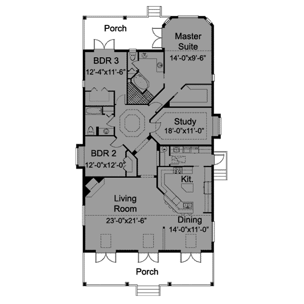 Floor Plan - Main Floor for Cottage House Plan #115-134 - 3 bed, 2 bath