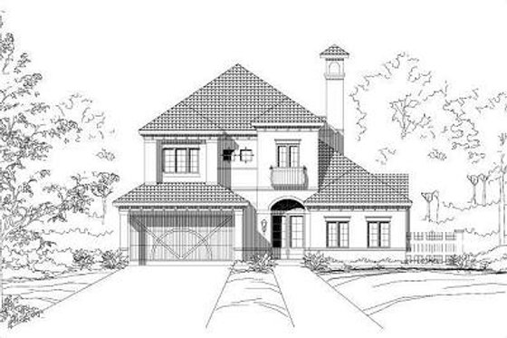 Exterior - Front Elevation for European House Plan #411-369 - 3 bed, 3.5 bath