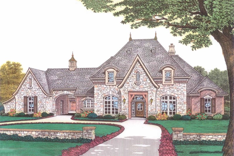 House Plan Design - European style home, front elevation