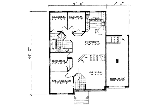 Floor Plan - Main Floor 1 for European House Plan #138-209 - 4 bed, 1 bath