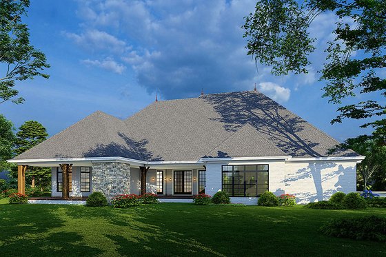 Exterior - Rear Elevation for European House Plan #923-277 - 3 bed, 4.5 bath