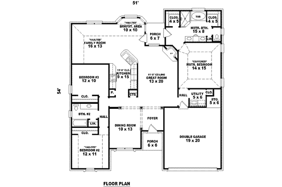 Floor Plan - Main Floor for Traditional House Plan #81-1023 - 3 bed, 2 bath