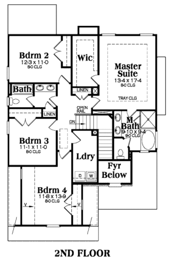 Craftsman Floor Plan - Upper Floor Plan #419-197