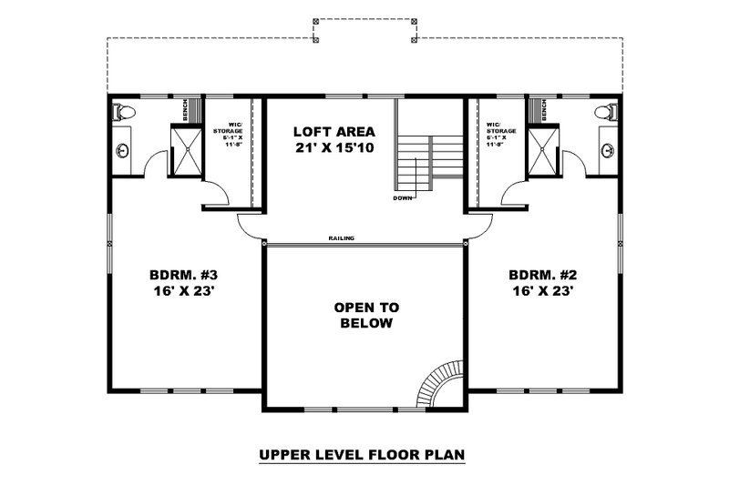 House Design - Floor Plan - Upper Floor for Craftsman House Plan #117-1049 - 3 bed, 3.5 bath