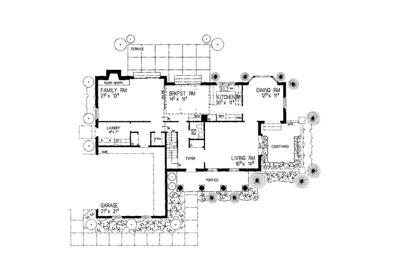 House Design - Floor Plan - Main Floor for Classical House Plan #72-851 - 4 bed, 2.5 bath
