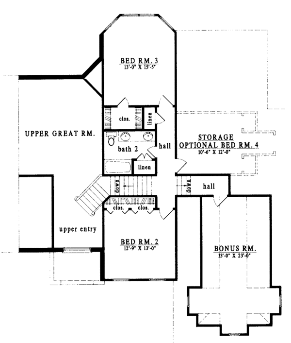 House Design - Country Floor Plan - Upper Floor Plan #42-581