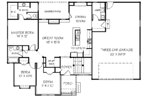 Floor Plan - Main Floor for Traditional House Plan #401-101 - 3 bed, 2 bath