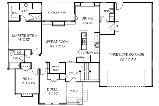 Floor Plan - Main Floor for Traditional House Plan #401-101 - 3 bed, 2 bath
