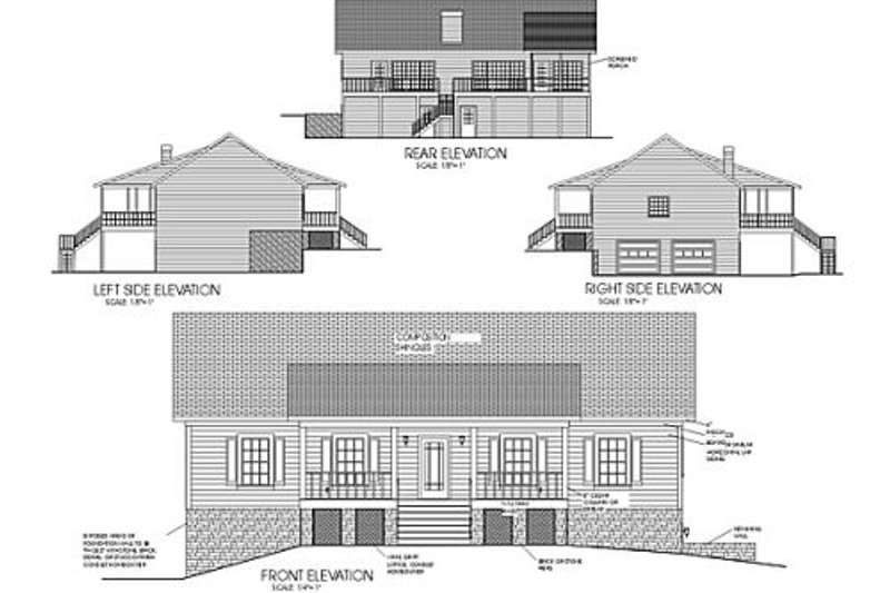 Architectural House Design - Exterior - Rear Elevation for Country House Plan #56-139 - 3 bed, 2 bath