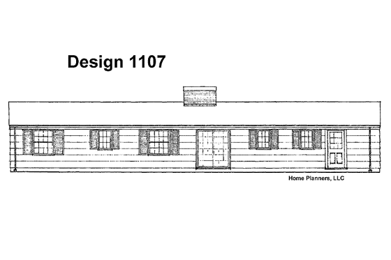 Exterior - Rear Elevation for Ranch House Plan #72-493 - 3 bed, 2 bath