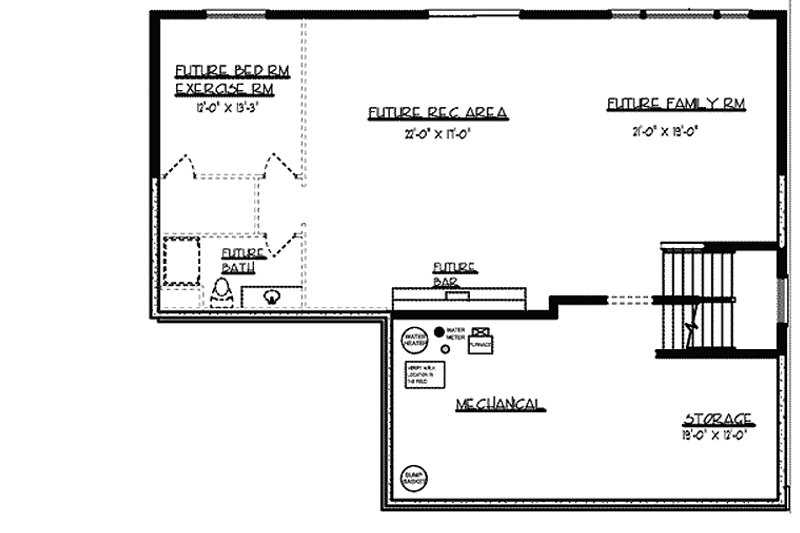 Home Plan - Floor Plan - Lower Floor for Craftsman House Plan #320-1473 - 4 bed, 3.5 bath