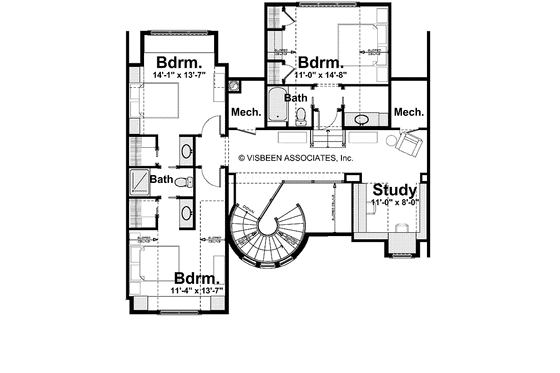 Floor Plan - Upper Floor for European House Plan #928-178 - 4 bed, 3.5 bath