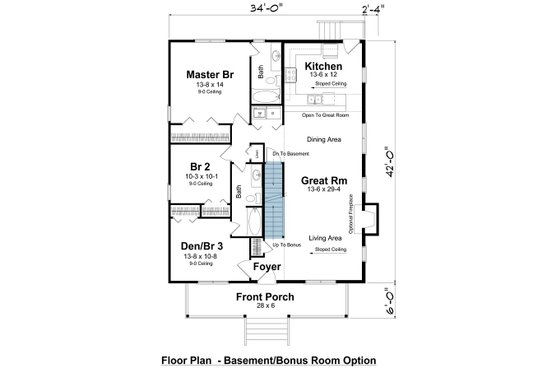 Floor Plan - Other Floor 1 for Cottage House Plan #1124-1 - 3 bed, 2 bath