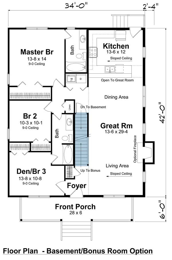House Plan Design - Floor Plan - Other Floor 1 for Cottage House Plan #1124-1 - 3 bed, 2 bath