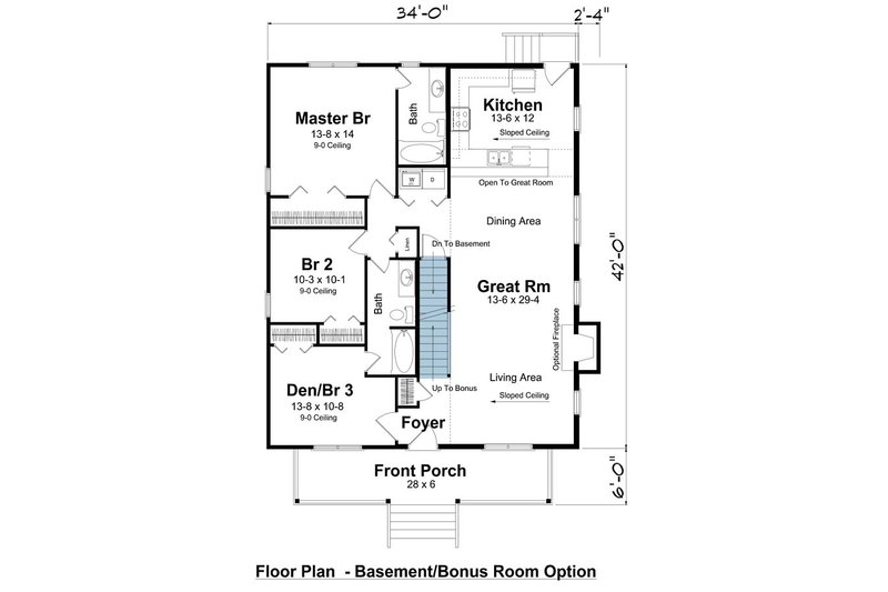 Dream House Plan - Floor Plan - Other Floor 1 for Cottage House Plan #1124-1 - 3 bed, 2 bath