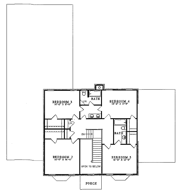 Colonial Floor Plan - Upper Floor Plan #17-292