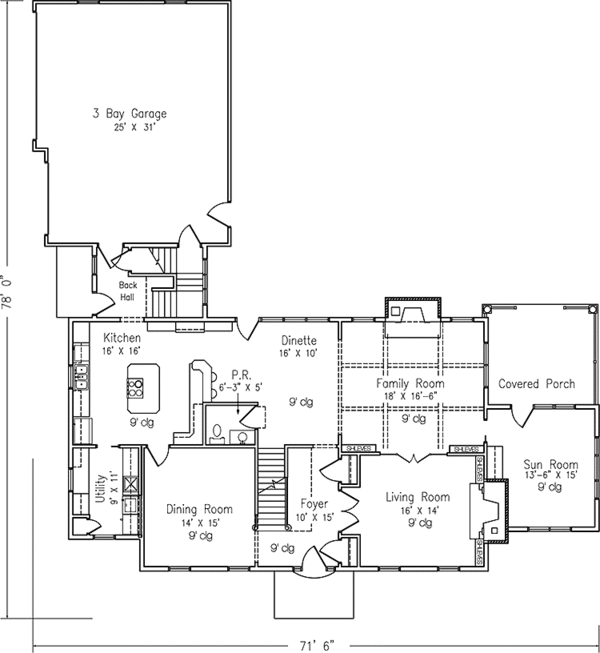 Architectural House Design - Classical Floor Plan - Main Floor Plan #994-10