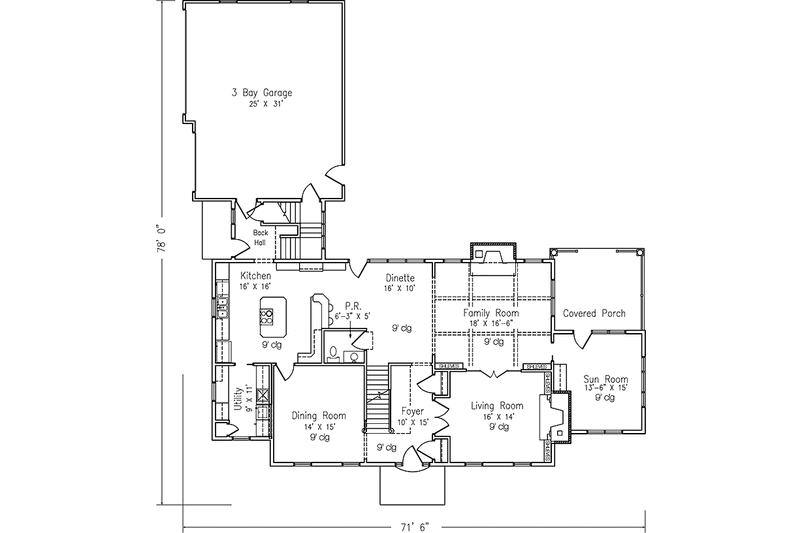 Dream House Plan - Floor Plan - Main Floor for Classical House Plan #994-10 - 5 bed, 4.5 bath
