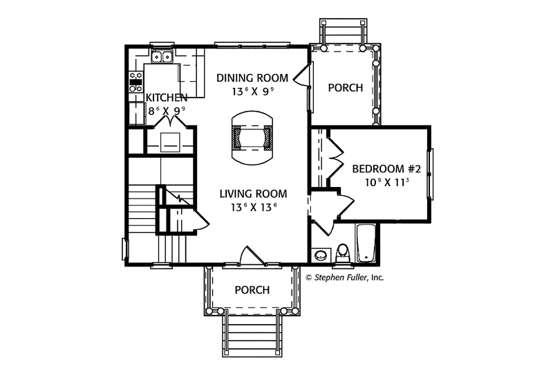 Home Plan - Floor Plan - Main Floor for Craftsman House Plan #429-315 - 2 bed, 2 bath