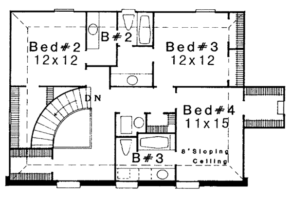 House Blueprint - European Floor Plan - Upper Floor Plan #310-1074