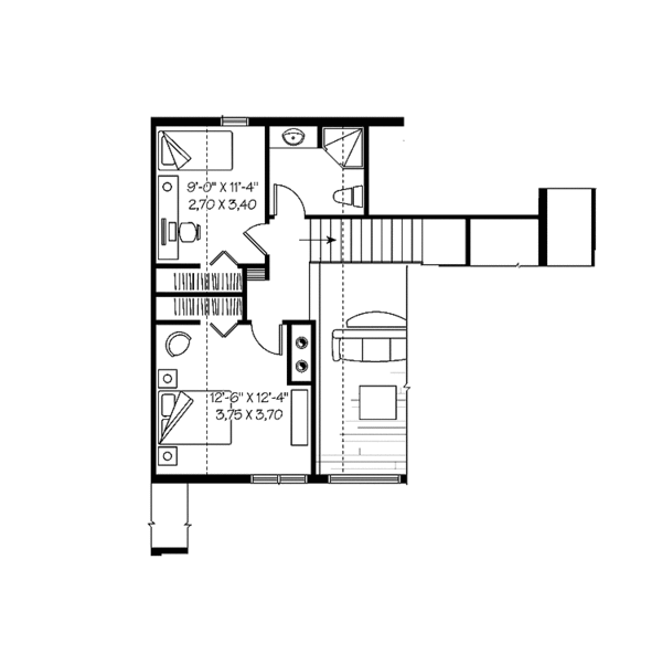 Architectural House Design - European Floor Plan - Upper Floor Plan #23-2422