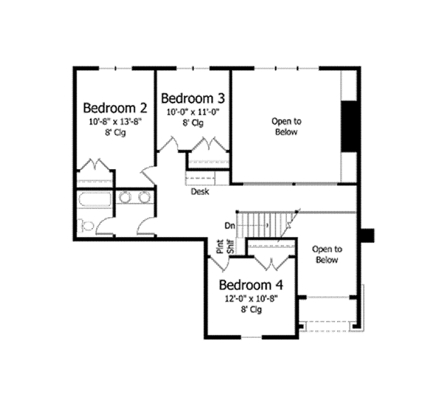 House Plan Design - Colonial Floor Plan - Upper Floor Plan #51-1033