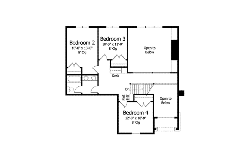 Home Plan - Floor Plan - Upper Floor for Colonial House Plan #51-1033 - 4 bed, 2.5 bath