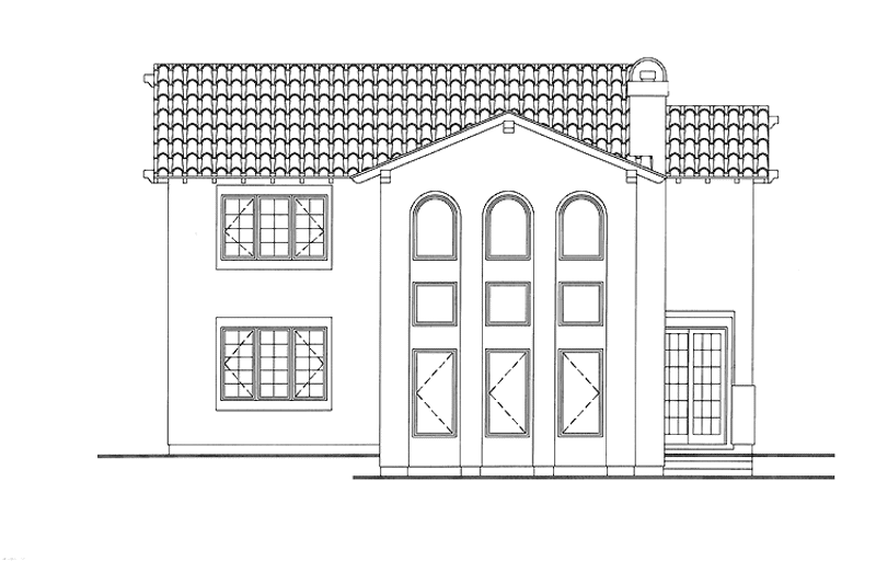 Home Plan - Exterior - Rear Elevation for Mediterranean House Plan #72-1119 - 4 bed, 2.5 bath