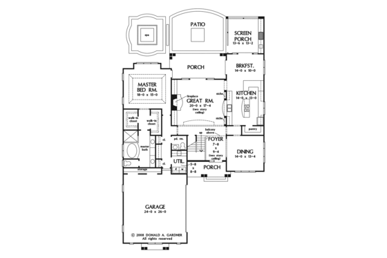 Floor Plan - Main Floor for European House Plan #929-922 - 3 bed, 3.5 bath