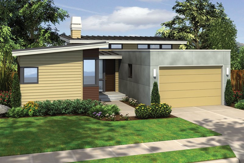 Architectural House Design - 1700 square foot modern 3 bedroom 2 bath house plan
