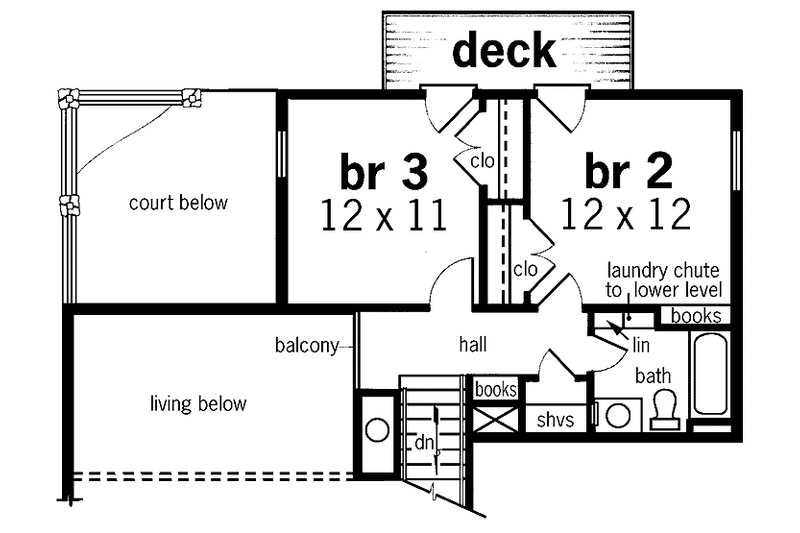Home Plan - Floor Plan - Upper Floor for Traditional House Plan #45-418 - 3 bed, 2.5 bath