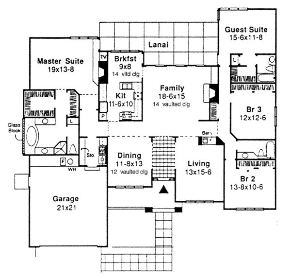 Architectural House Design - Mediterranean Floor Plan - Main Floor Plan #320-734