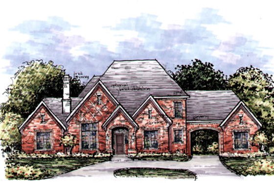 Exterior - Front Elevation for European House Plan #141-343 - 5 bed, 5 bath