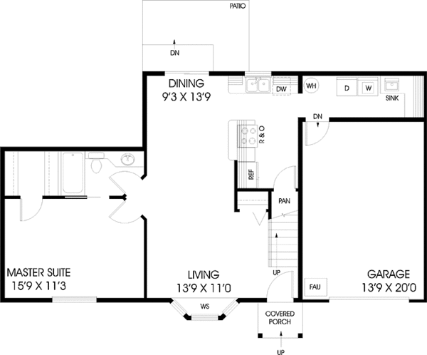 House Design - Colonial Floor Plan - Main Floor Plan #60-1024