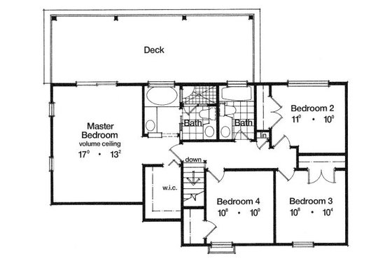 Floor Plan - Upper Floor for European House Plan #417-179 - 4 bed, 2.5 bath