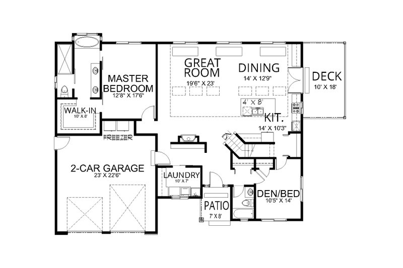 House Blueprint - Floor Plan - Main Floor for Contemporary House Plan #112-312 - 4 bed, 3 bath