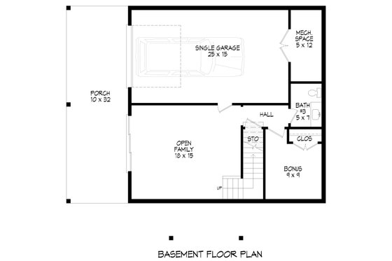 Floor Plan - Lower Floor for Farmhouse House Plan #932-1153 - 2 bed, 2 bath