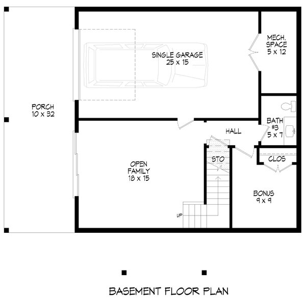 Farmhouse Floor Plan - Lower Floor Plan #932-1153