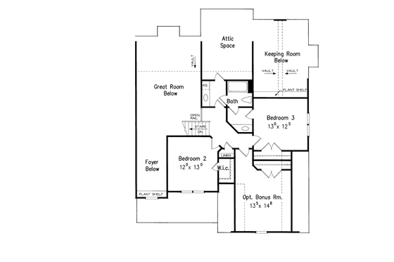 Floor Plan - Upper Floor for Country House Plan #927-959 - 3 bed, 2.5 bath