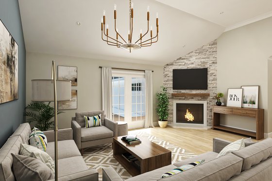 Interior - Family Room for Farmhouse House Plan #45-623 - 3 bed, 2 bath