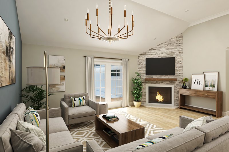 Architectural House Design - Interior - Family Room for Farmhouse House Plan #45-623 - 3 bed, 2 bath