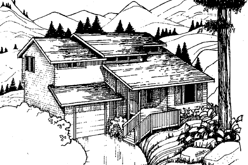 House Blueprint - Contemporary Exterior - Front Elevation Plan #60-886